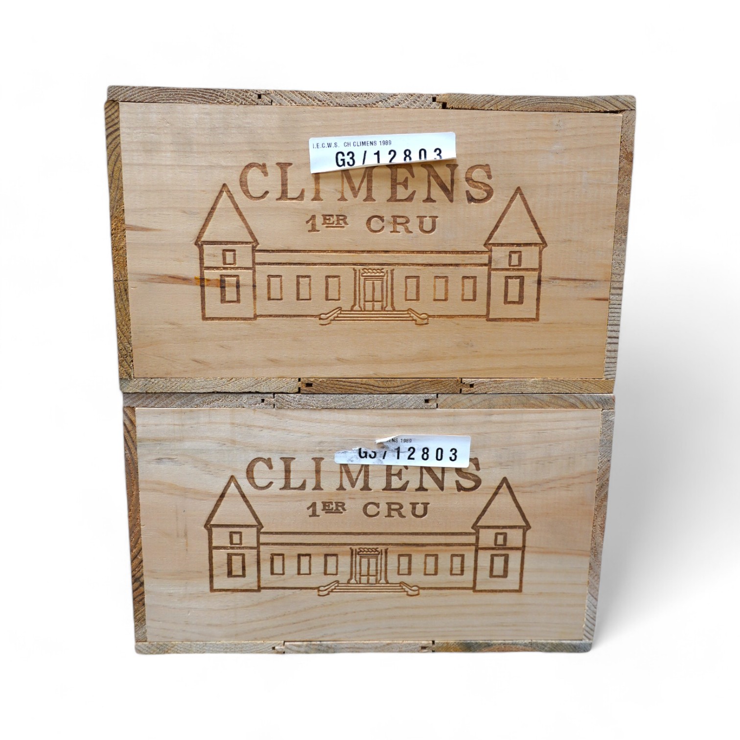 Two sealed cases of twelve bottles (twenty-four bottles) of 1989 Chateau Climens, Sauternes, in OWC's, purchased en primeur from The Wine Society. Condition - good